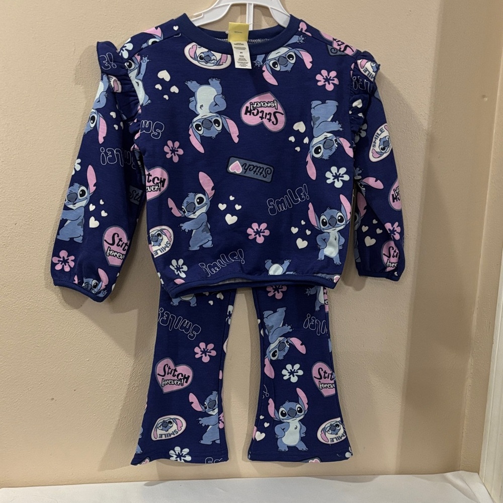 Disney Stitch Kids Pajama Set in Blue and Pink
